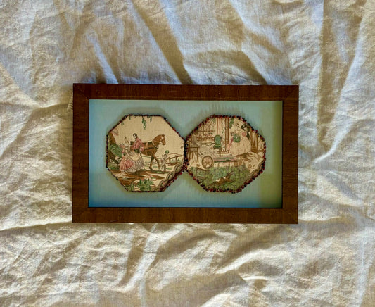 Victorian Silk Toile Needle Case in a Contemporary Shadow Box Frame
