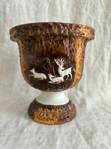 Small English Faux Bois Vase With Hunt Scene