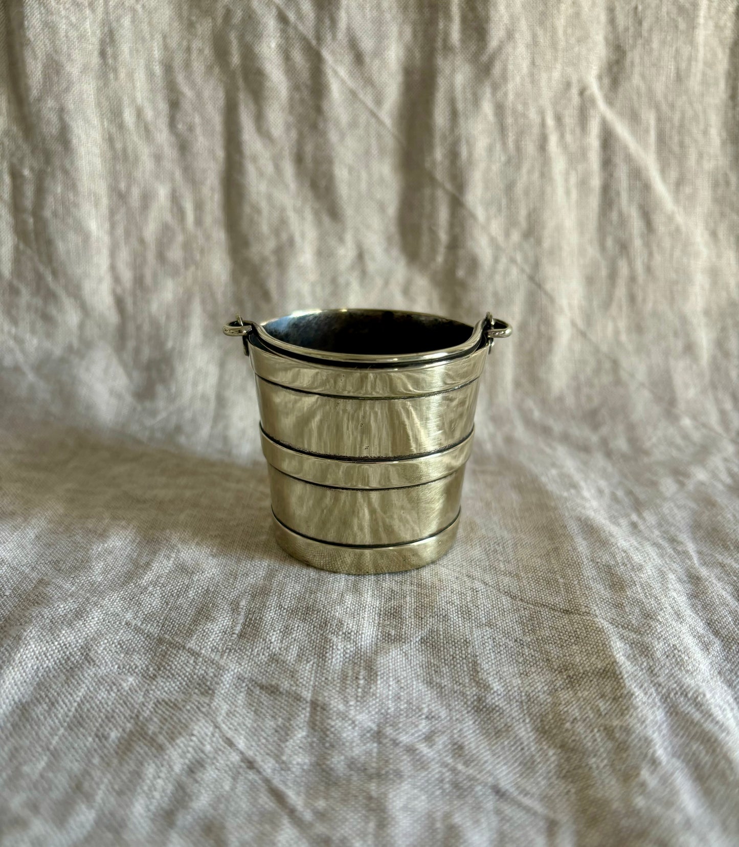 Silver Plated Irish Peat Bucket Form Salt Cellar