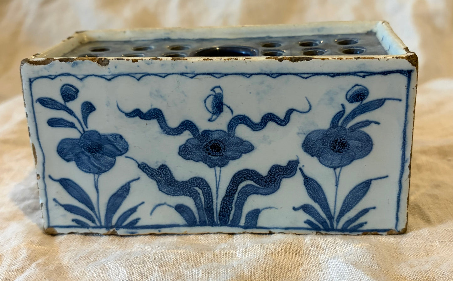 18th Century English Lambeth Delft Flower Brick