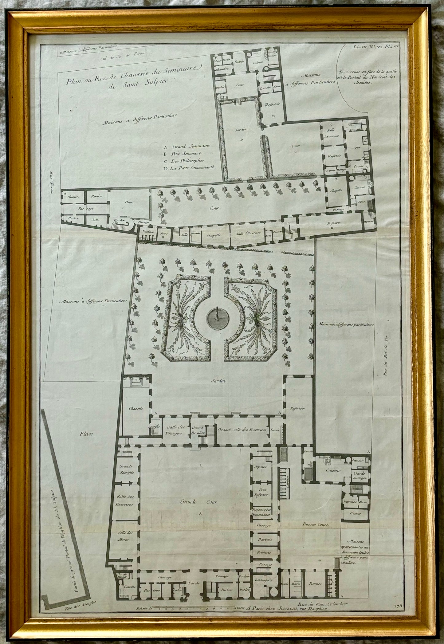 Framed Architectural Engraving by Jaques Blondel 1752