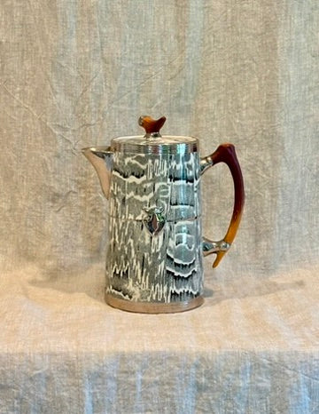 Vintage Arthur Woods Silver Shield Faux Bois Chocolate Pot