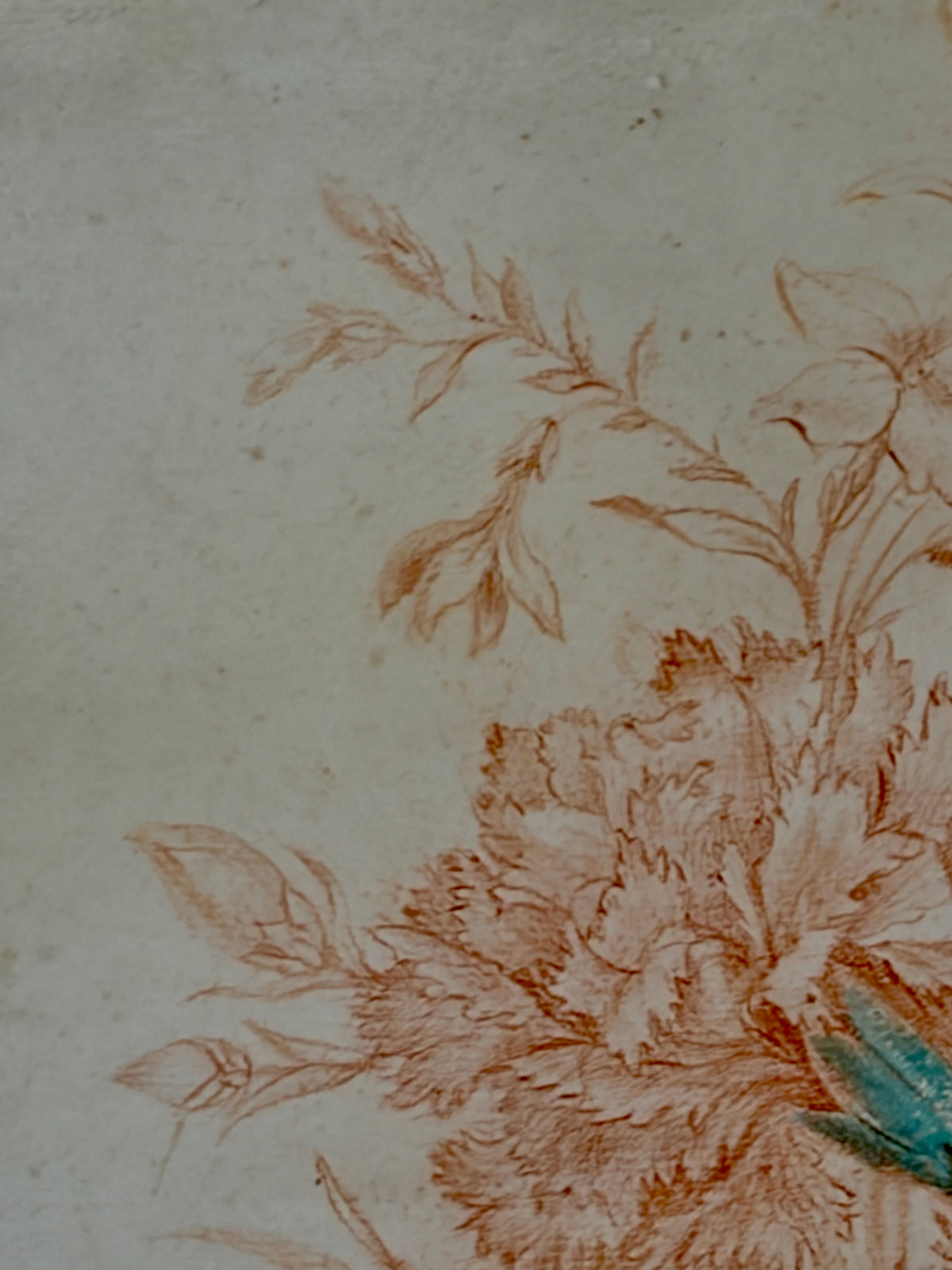 18th Century Sanguine Drawing of a Flower Bouquet