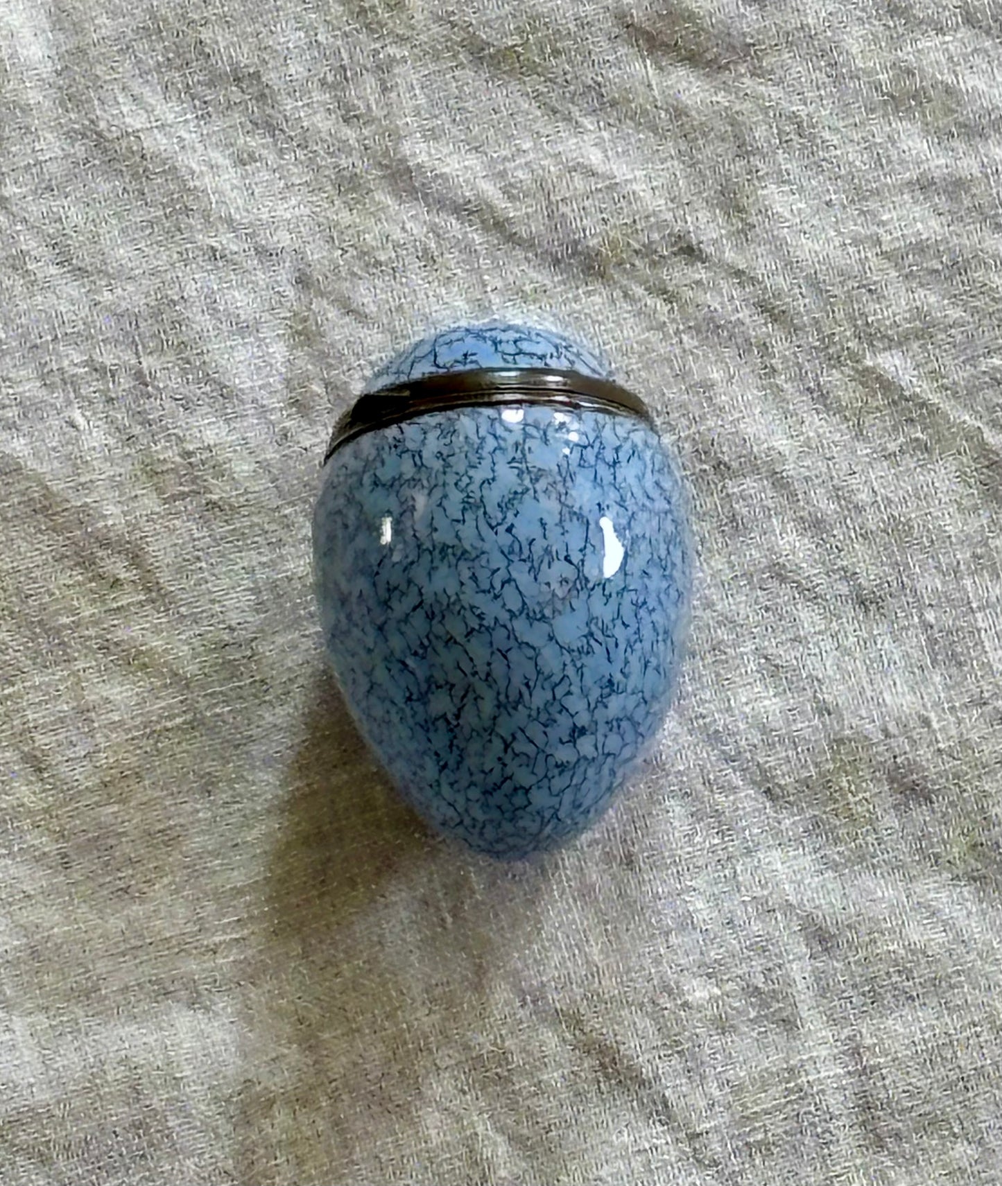 Bilston Enamel Etui, Blue Egg Form Bonbonnière
