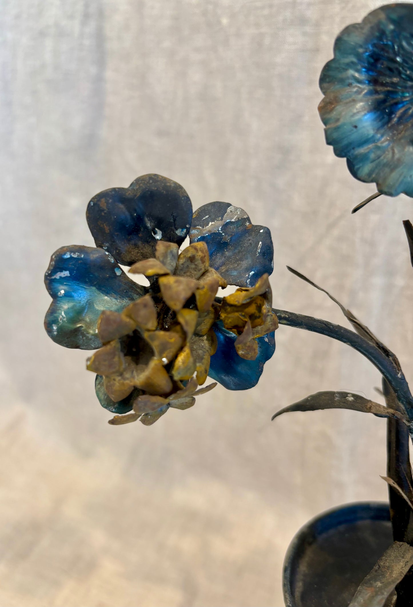 Pair of 19th Century French Tole Flower Bouquets in Urns