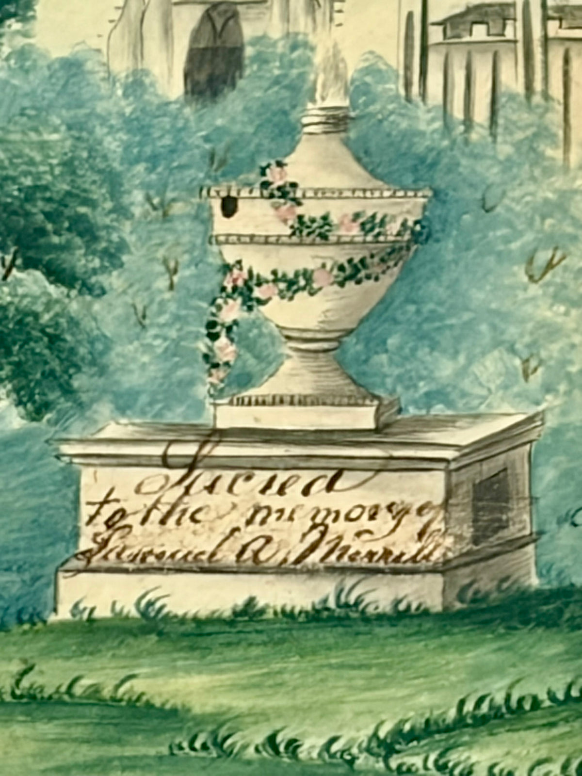 Small Watercolor Memorial Painting for Samuel Merrell