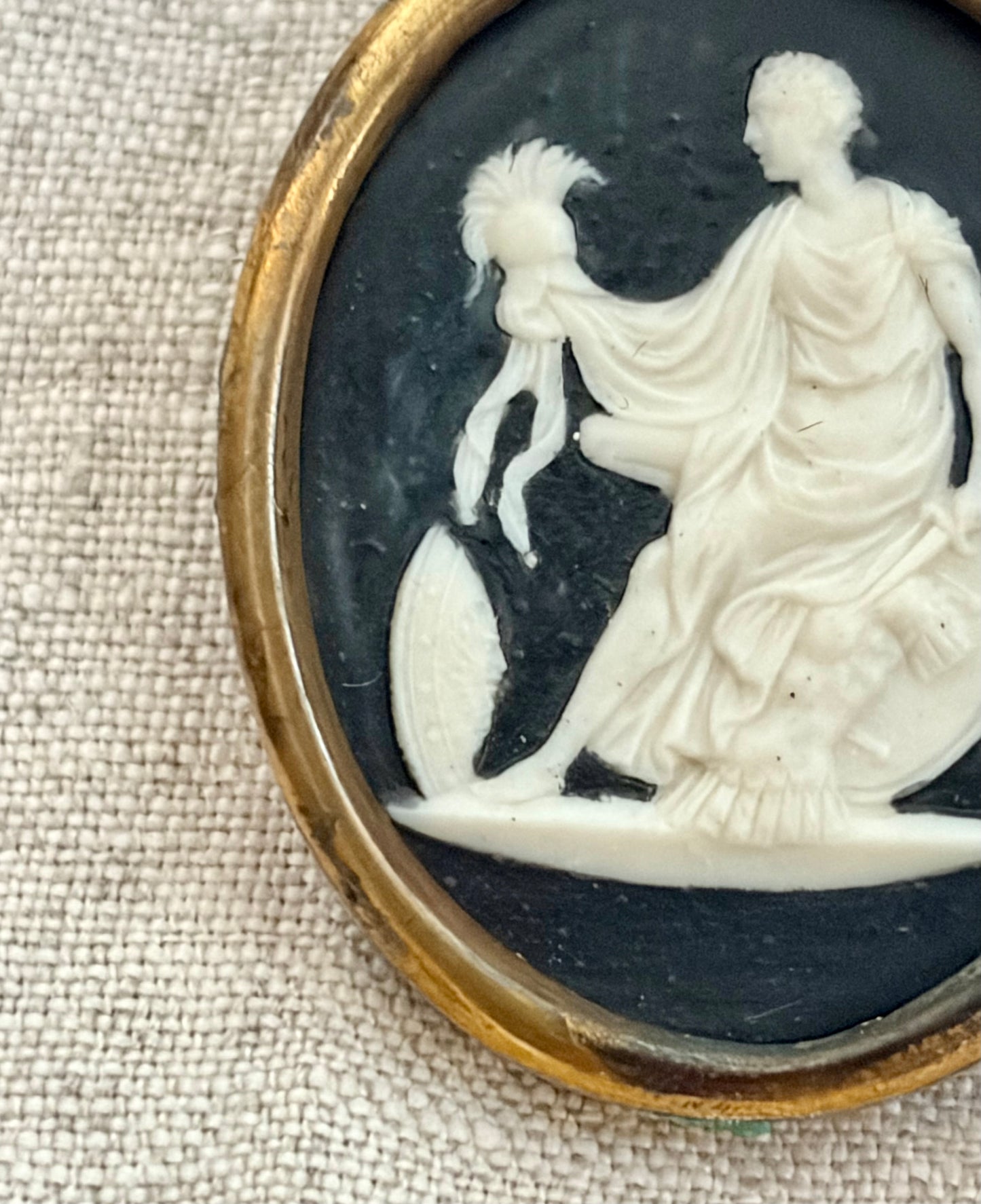 19th Century Porcelain Medallion Pendant Depicting Athena