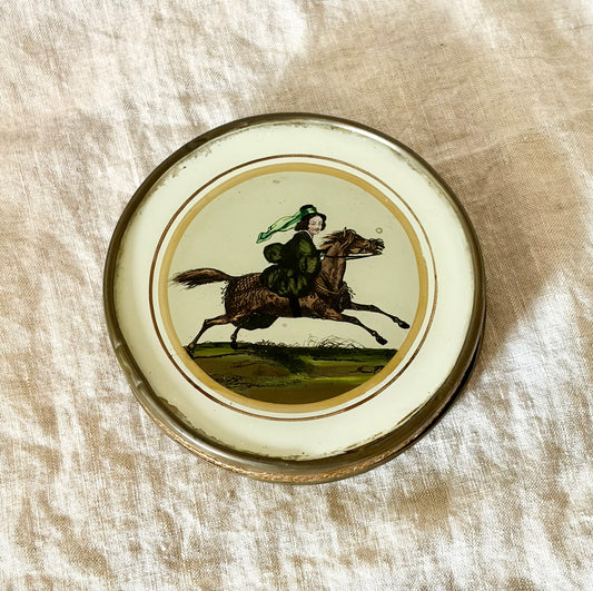 19th Century French Bonbon Box with Reverse Painted Glass Lid