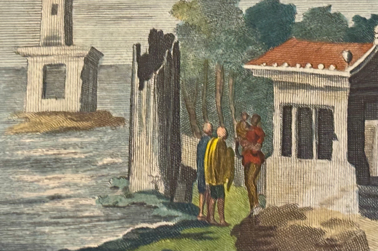 18th century Engraving of a Roman Port Scene by Niccolò Vanni