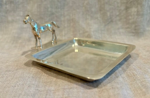 One of a Pair of Sterling Silver Trays With a Fully Modeled Horse