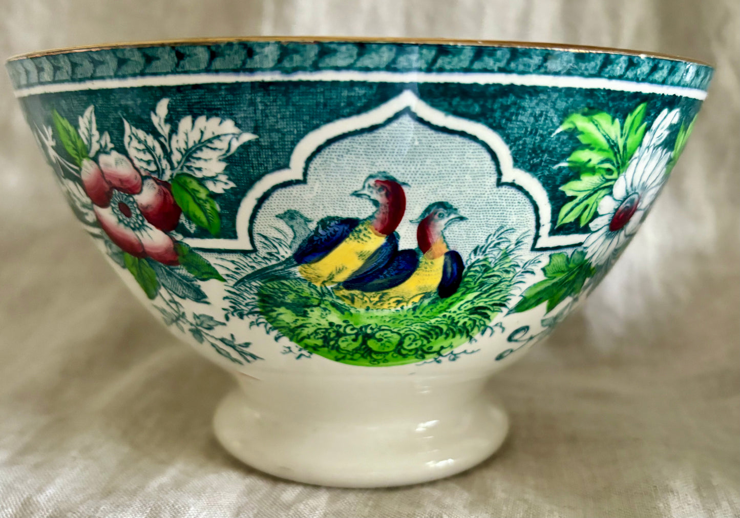 Pair of Vintage  Pheasant and Quail Cafe au Lait Bowls by Portieux Vallerysthal