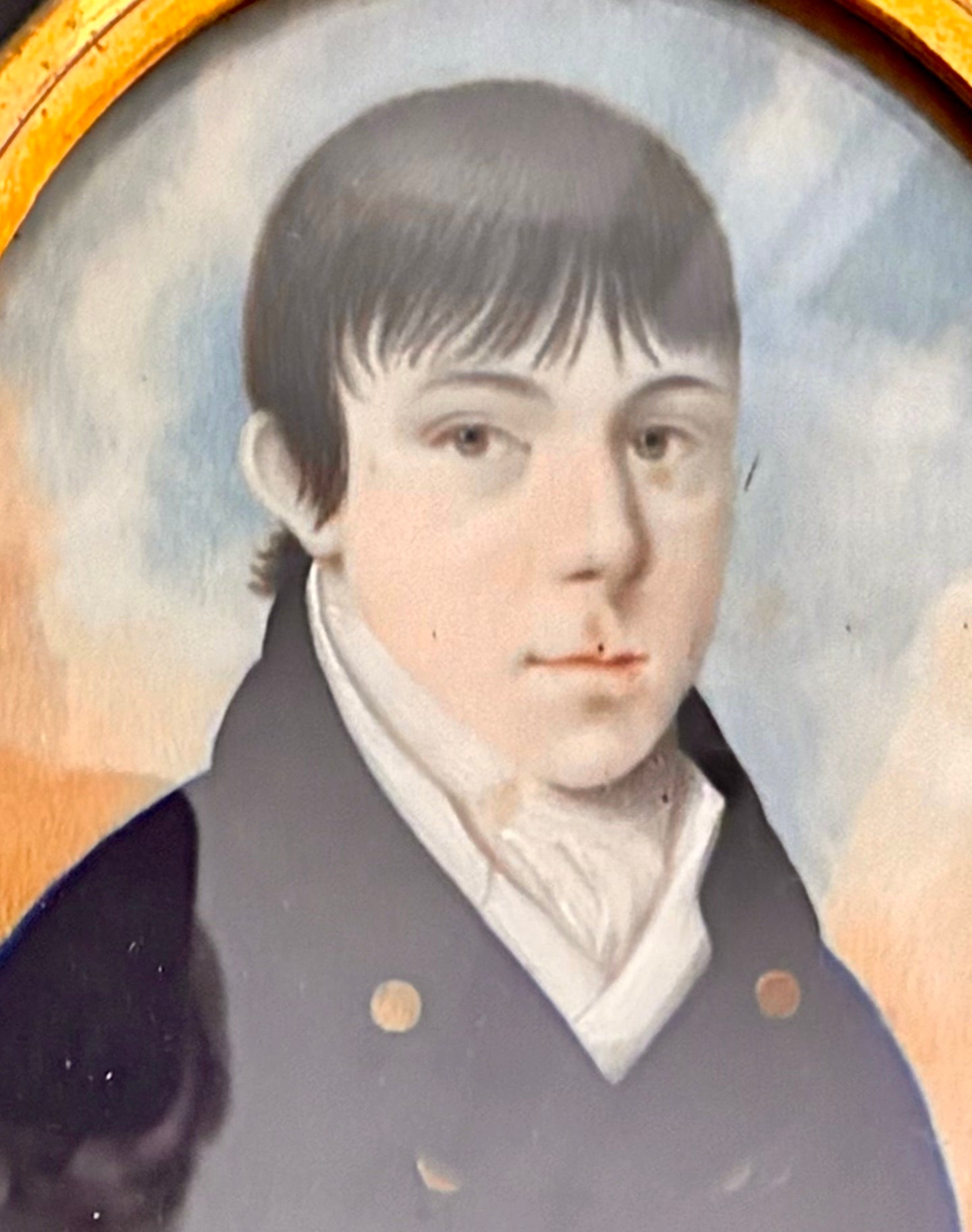 Anglo-Irish 19th Century Miniature Portrait of a Young Gentleman