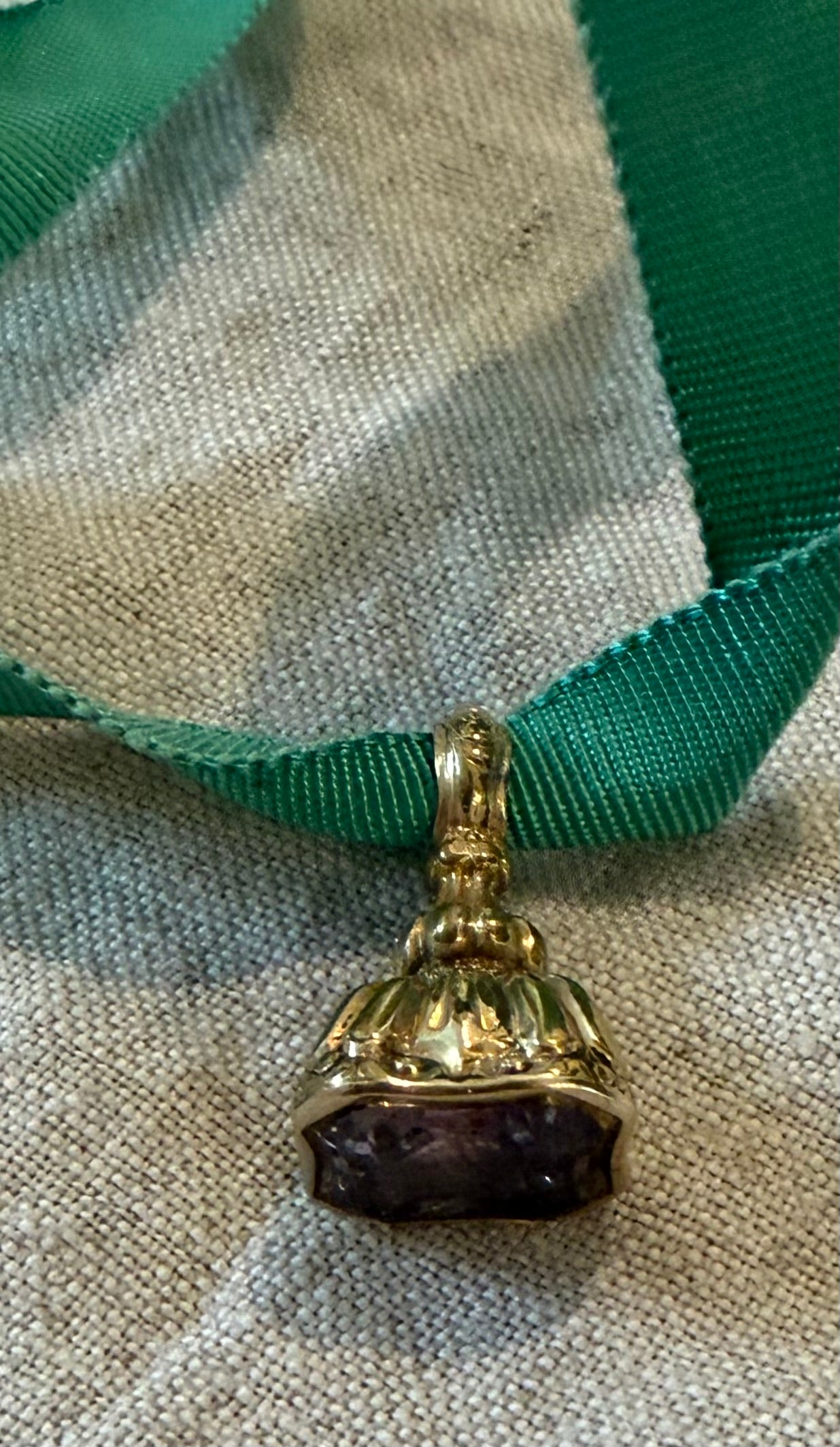 19th Century 9k Watch Fob With Amethyst Stone