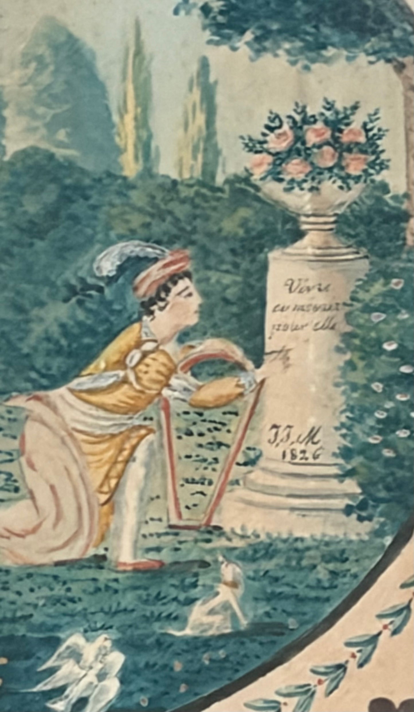 1826 French Love Token Watercolor