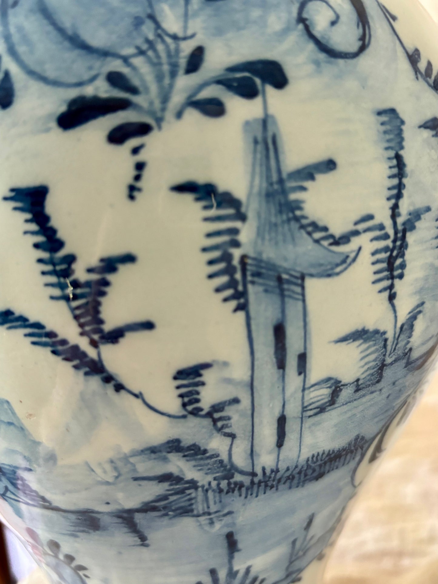 Antique Chinoiserie Delft Apothecary Jar Newly Converted to a Lamp