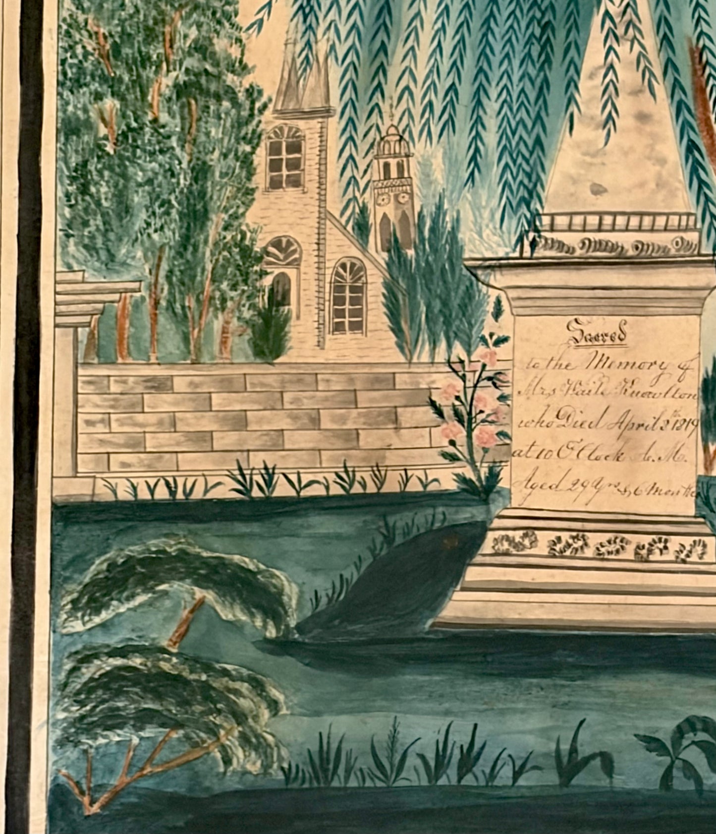 Circa 1840 Fenton Family Memorial Watercolor