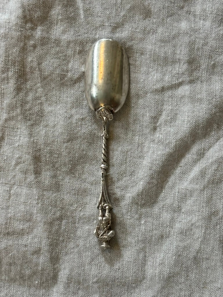 Coin Silver Sugar Scoop With Figural Handle