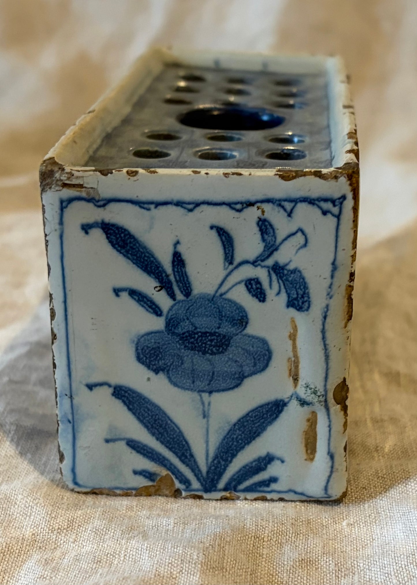 18th Century English Lambeth Delft Flower Brick