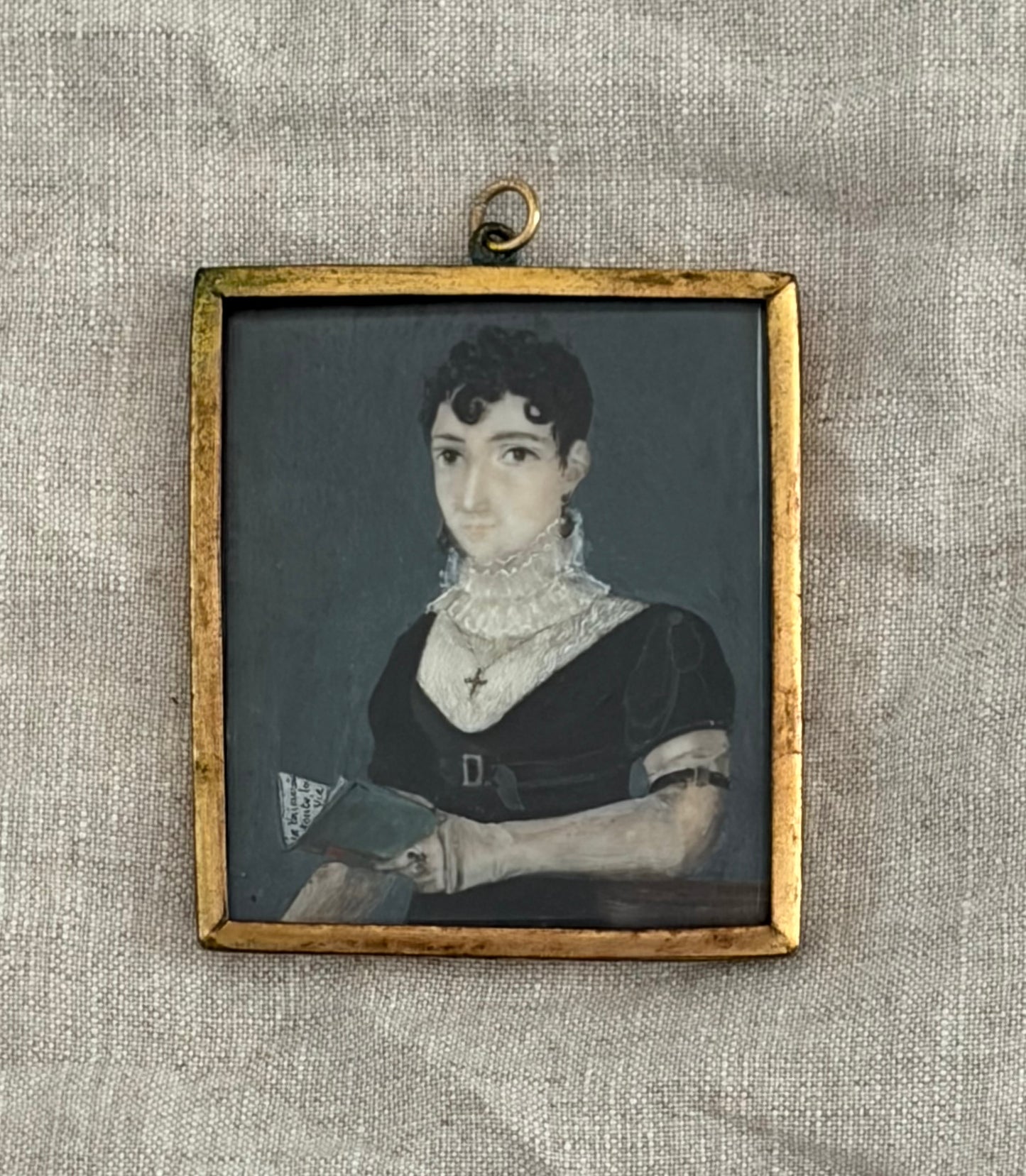 Regency Half Body Portrait Miniature of a Young Woman