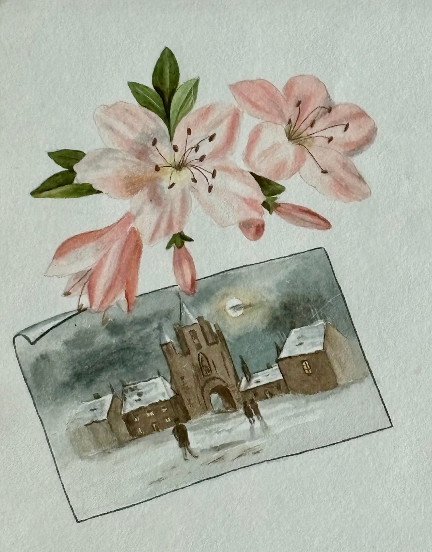 English Victorian Trompe-l'œil Watercolor