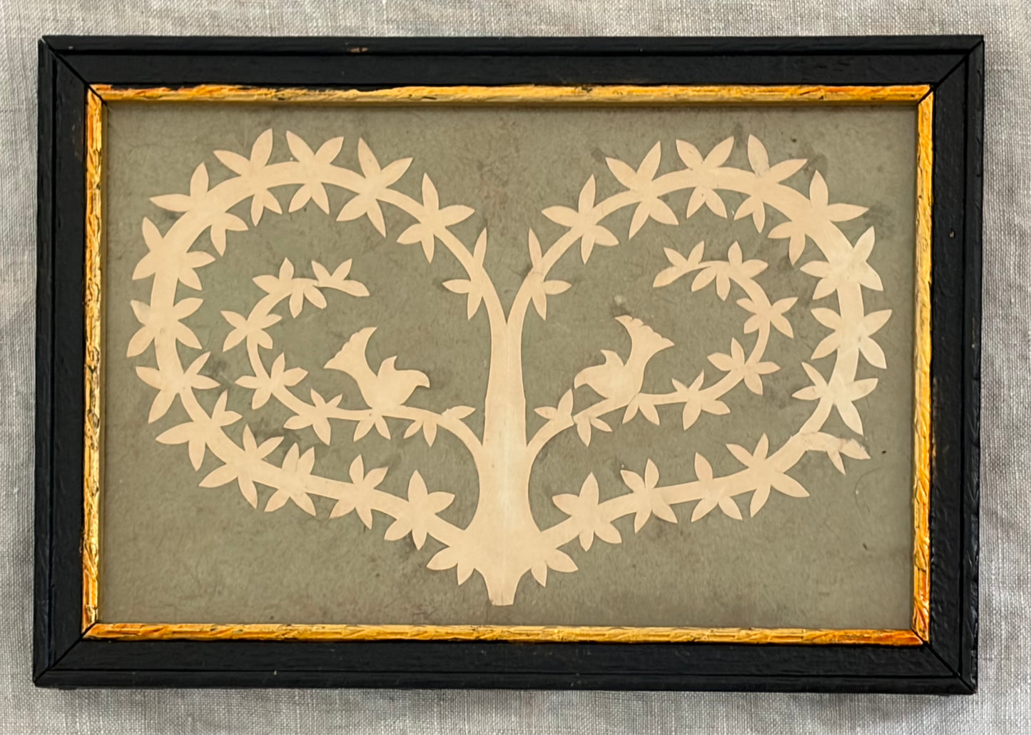 Pennsylvania 19th Century Scherenshnitte on Blue Green Background