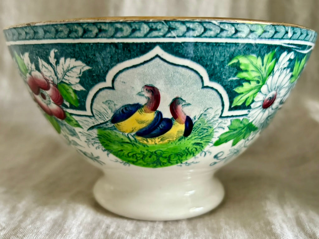 Pair of Vintage  Pheasant and Quail Cafe au Lait Bowls by Portieux Vallerysthal