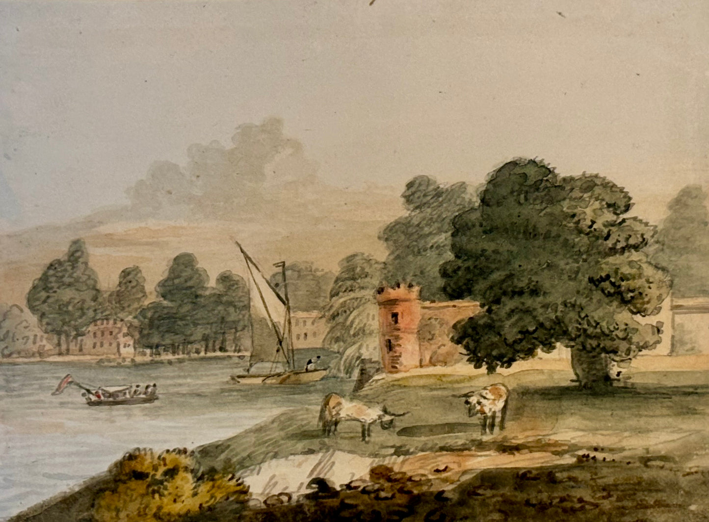 ‘Near Outlands, from the Walton Bridge’ Watercolor by John Nixon