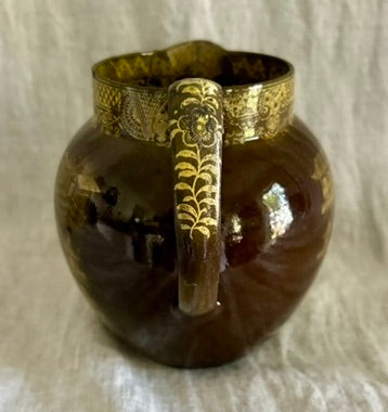 Early 19th Century Portobello or Brown Ware Staffordshire Jug With a Chinoiserie Motif