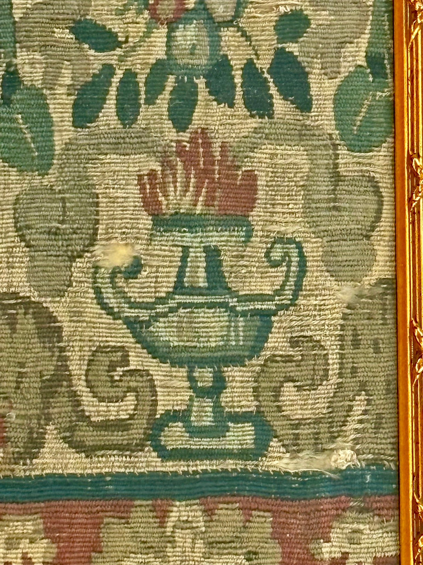 17th Century Framed Tapestry Fragment With a Sphinx