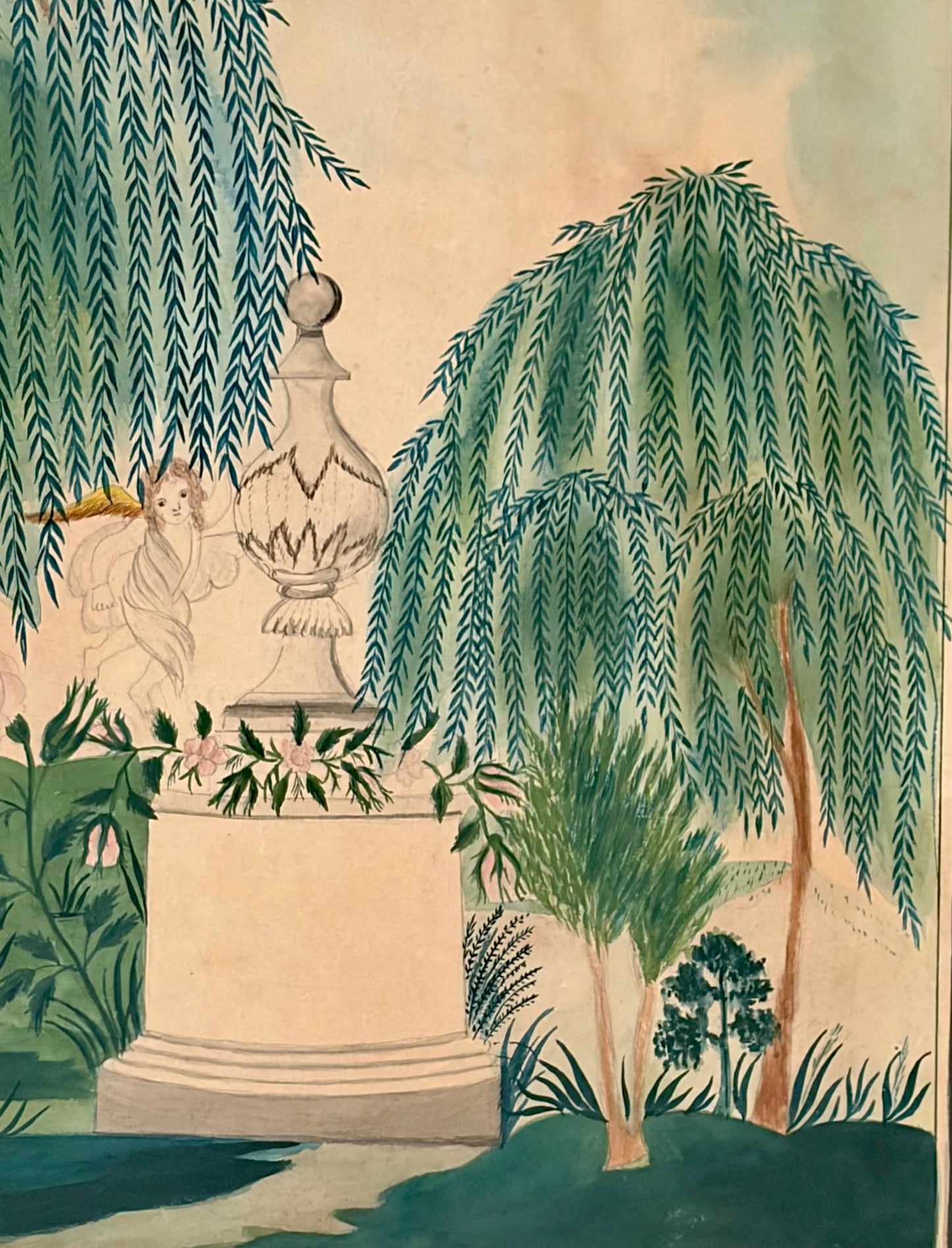 Circa 1840 Large Fenton Family Memorial Watercolor