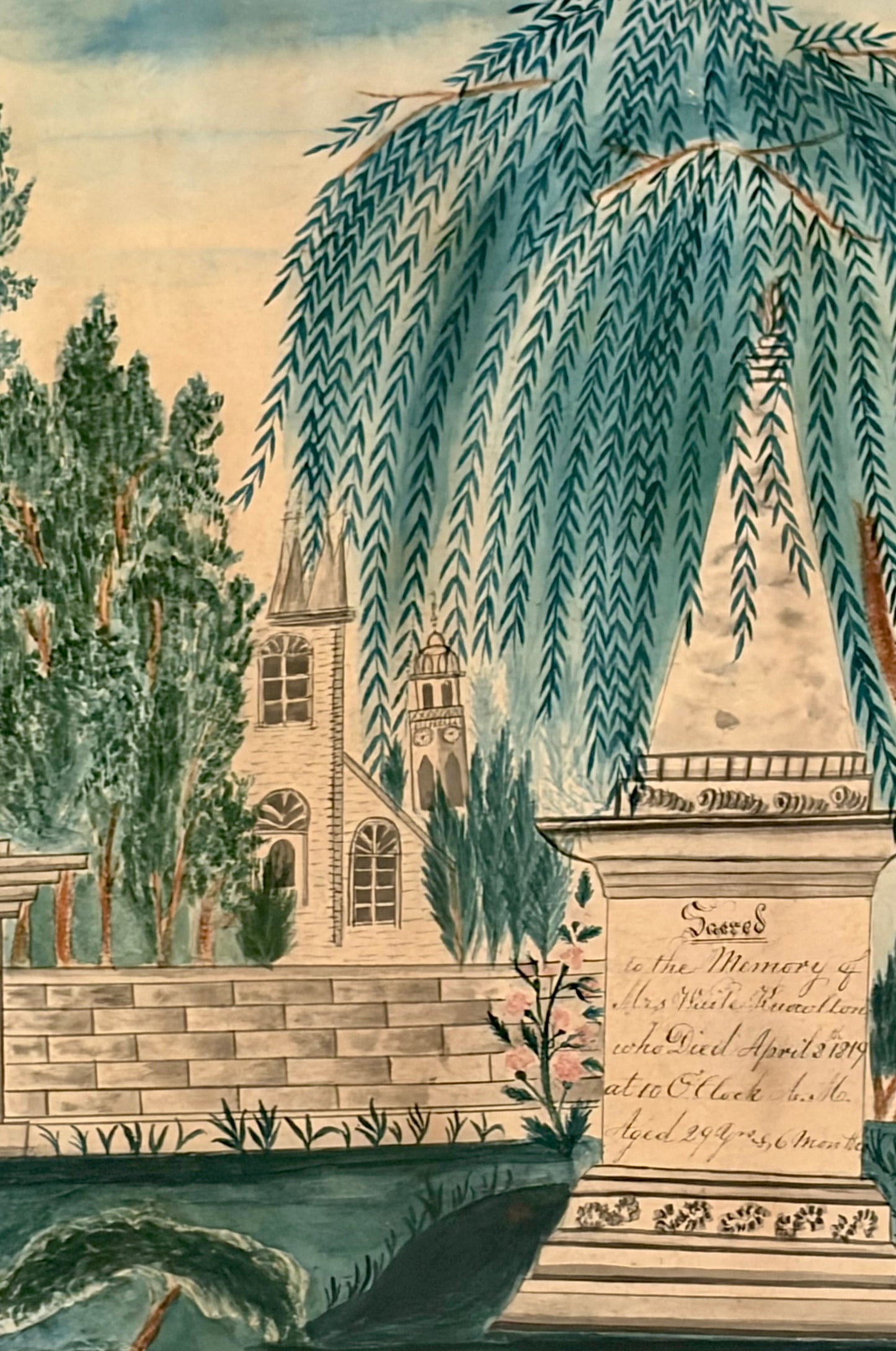 Circa 1840 Fenton Family Memorial Watercolor
