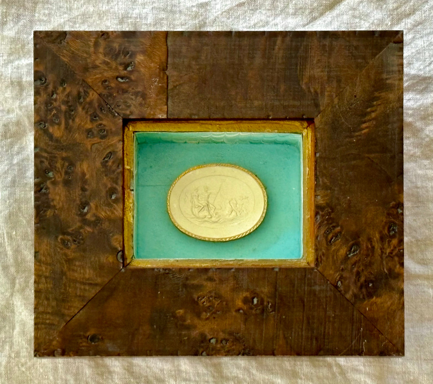 Grand Tour Intaglio Mounted in Vintage Gilt and Painted Box