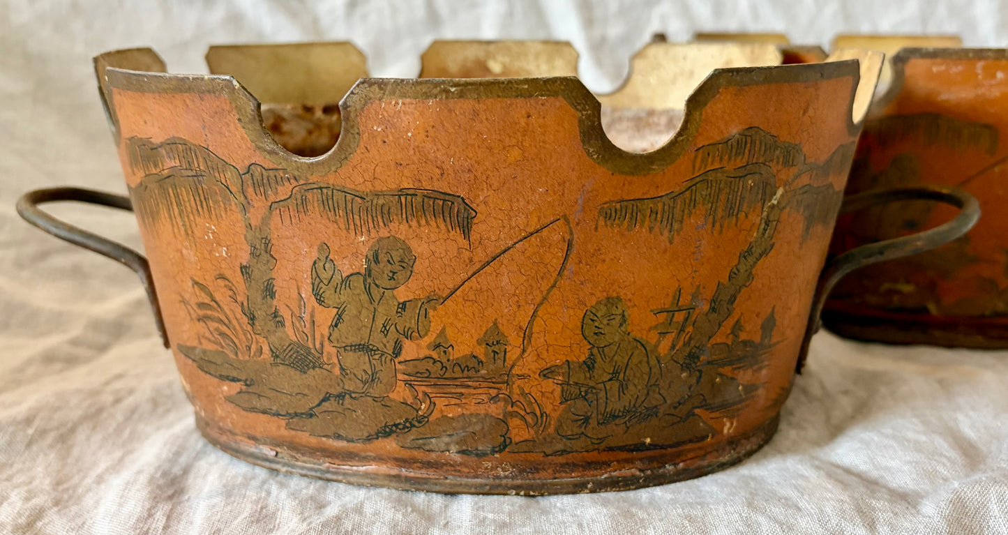 Pair of early 20th Century French Monteith Cachepots With Liners