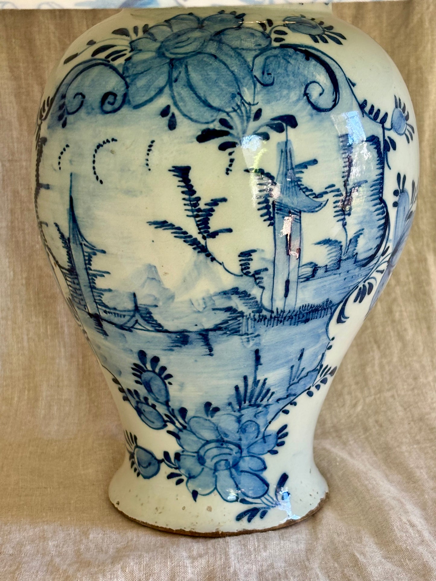 Antique Chinoiserie Delft Apothecary Jar Newly Converted to a Lamp