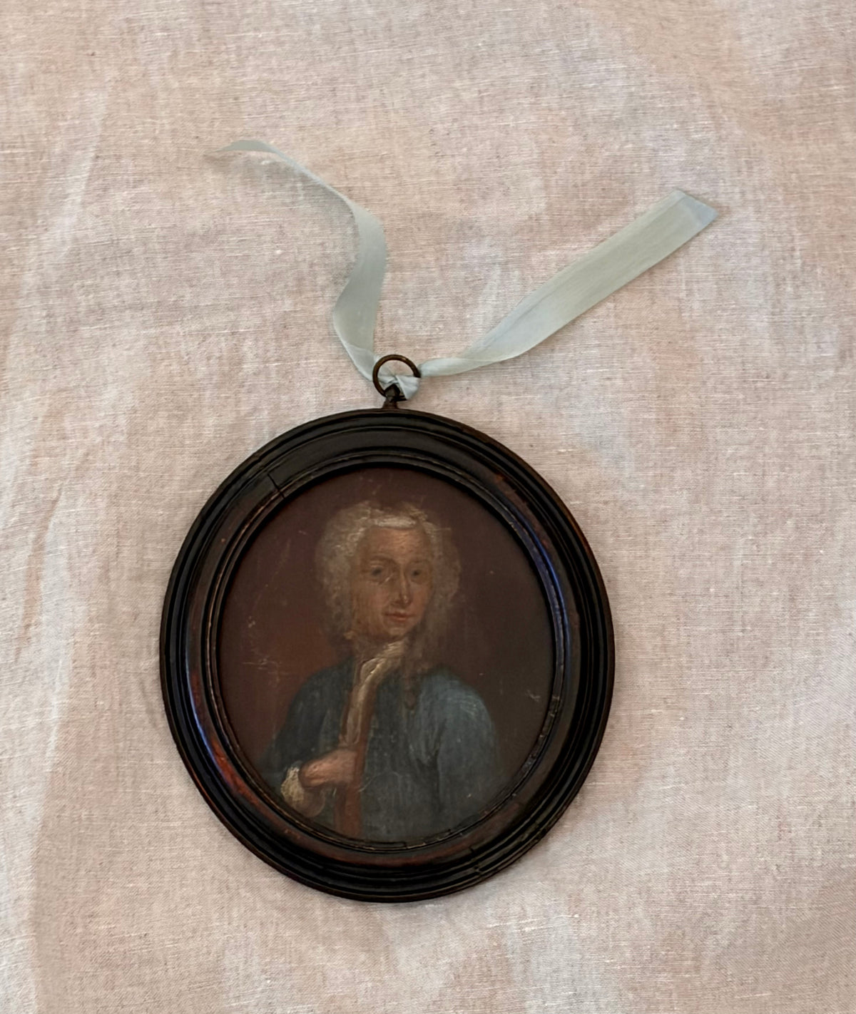 Circa 1720 - 1740 Portrait Miniature on Wood Panel