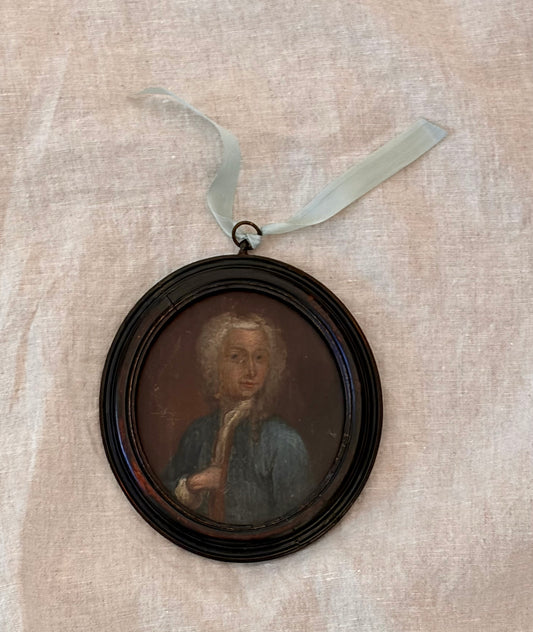 Circa 1720 - 1740 Portrait Miniature on Wood Panel