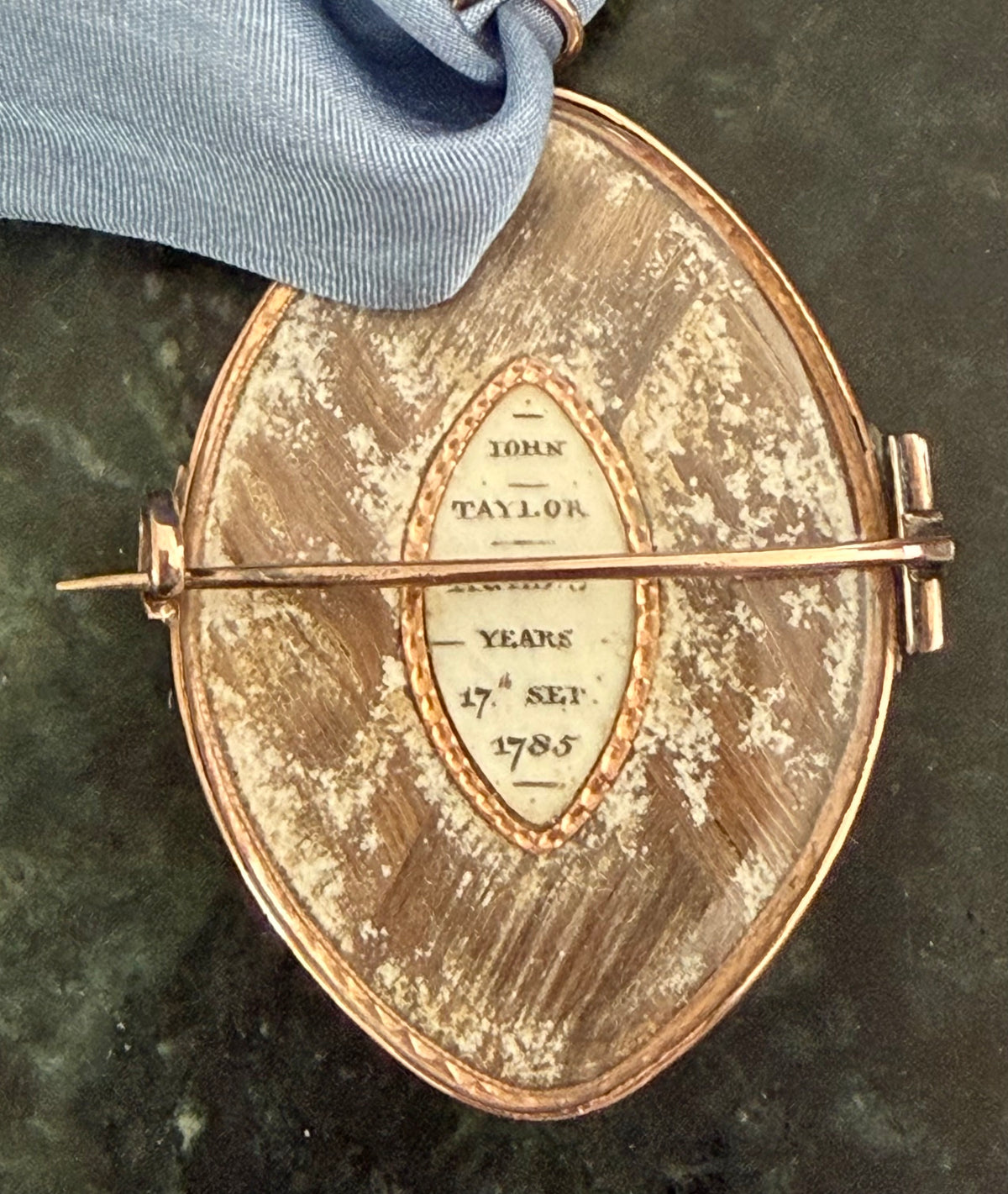 18th Century English Miniature Portrait Set in a Rose Gold Pin/Brooch