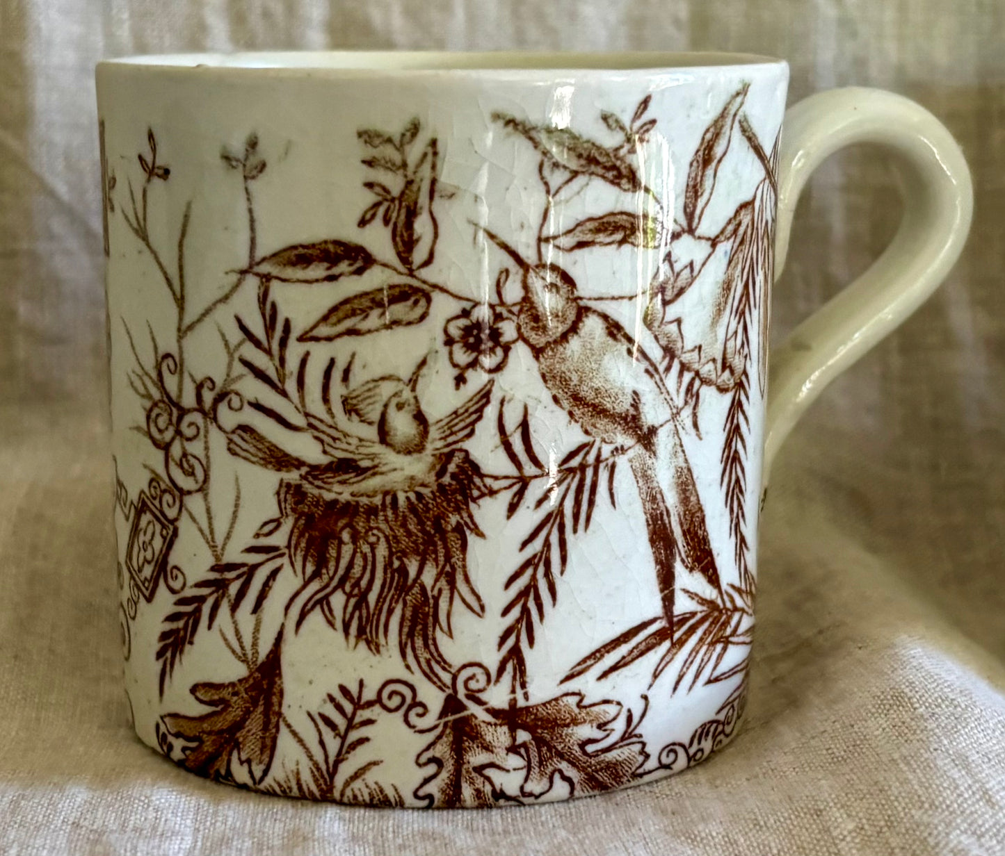 Collection of Five Children's Staffordshire Bird and Alphabet Mugs