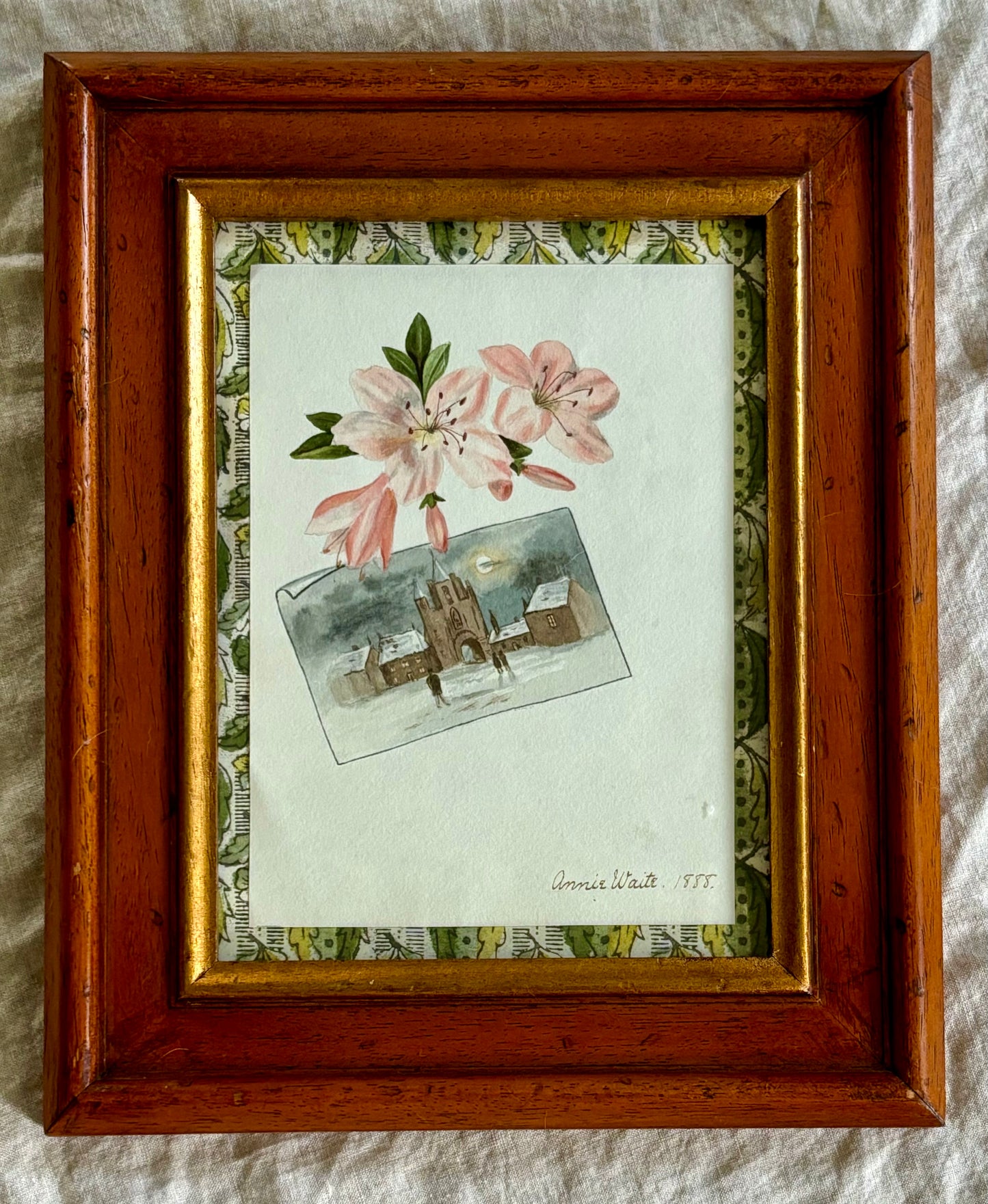 English Victorian Trompe-l'œil Watercolor