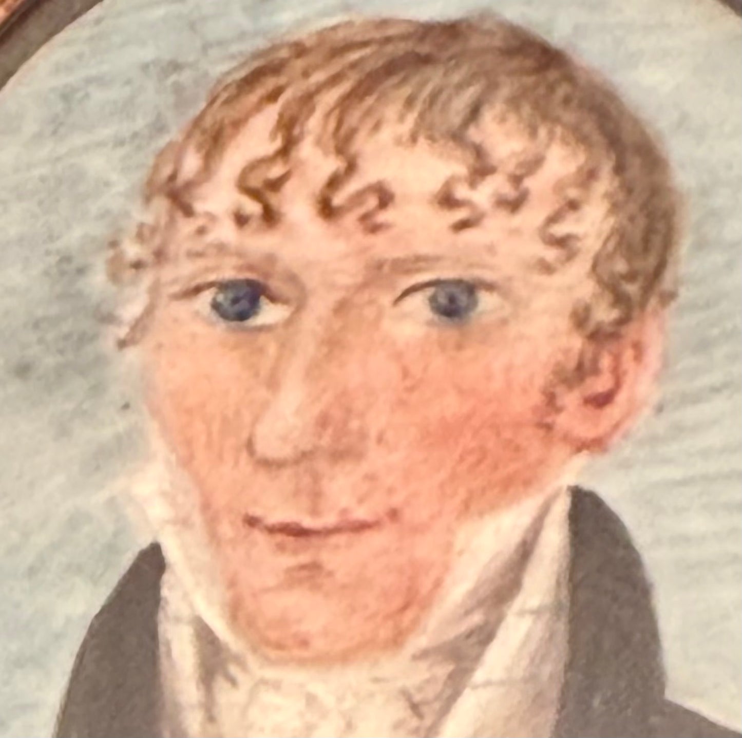 Early 19th Century Naive Miniature Portrait of a Young Gentleman