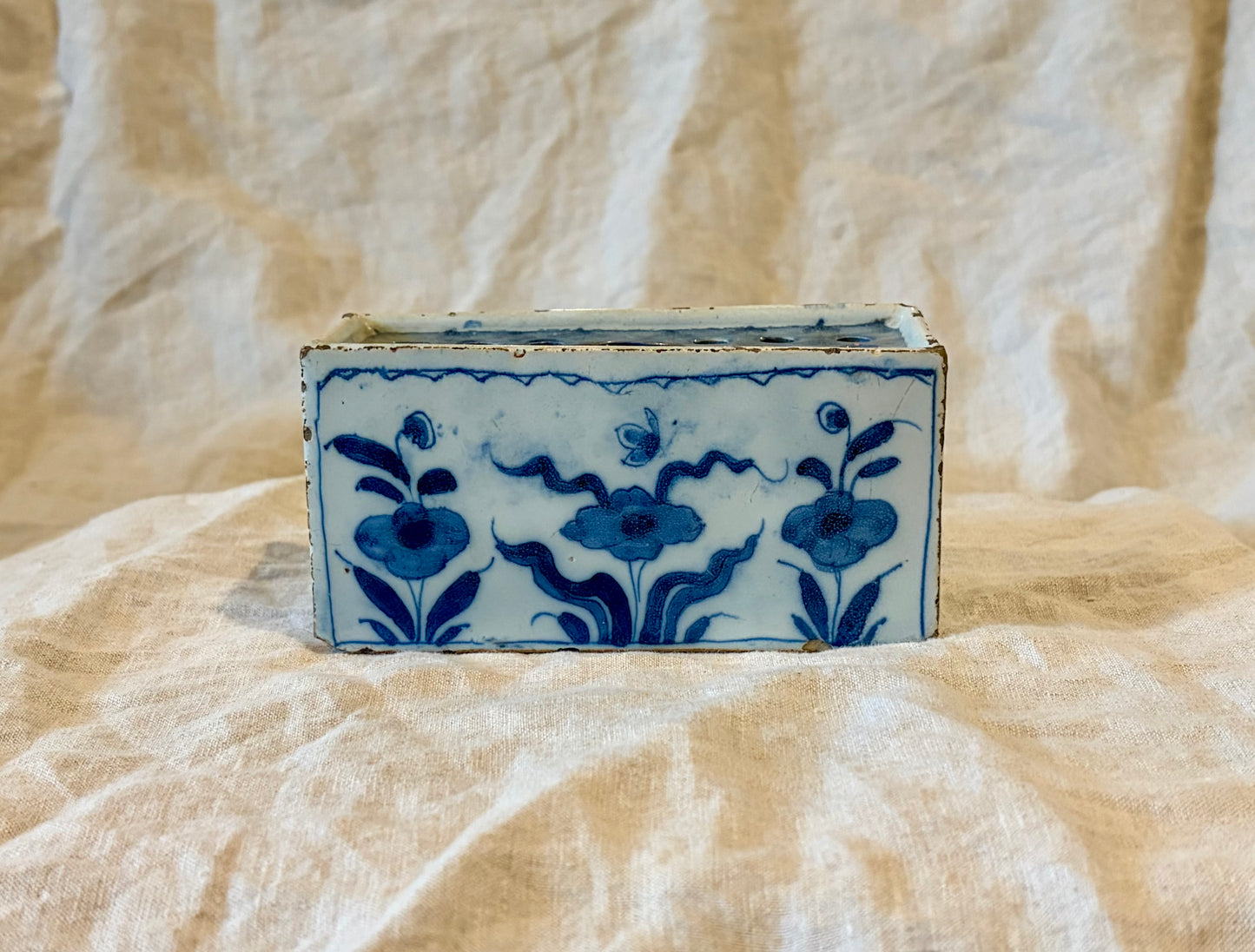 18th Century English Lambeth Delft Flower Brick