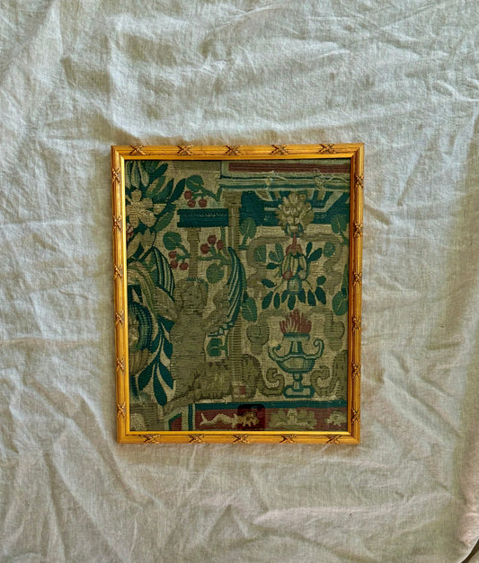 17th Century Framed Tapestry Fragment With a Sphinx