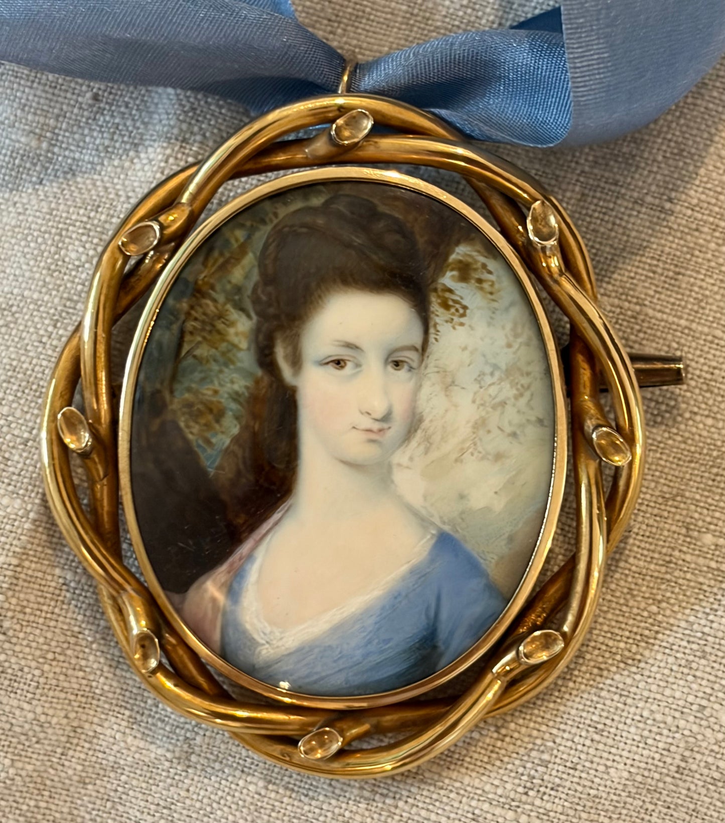 British School, Late 18TH Century Portrait of a Young Woman in a Blue Dress