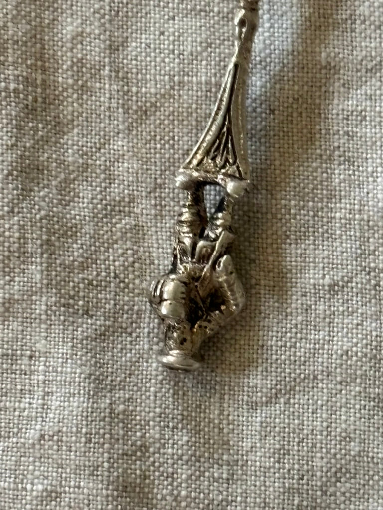 Coin Silver Sugar Scoop With Figural Handle