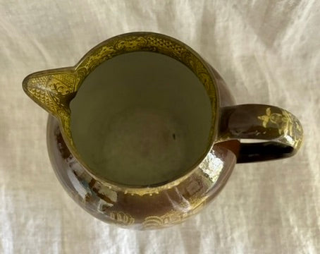 Early 19th Century Portobello or Brown Ware Staffordshire Jug With a Chinoiserie Motif