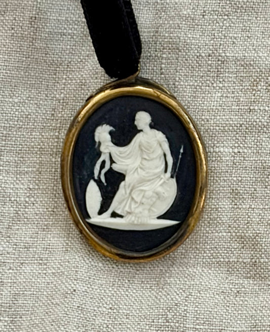 19th Century Porcelain Medallion Pendant Depicting Athena