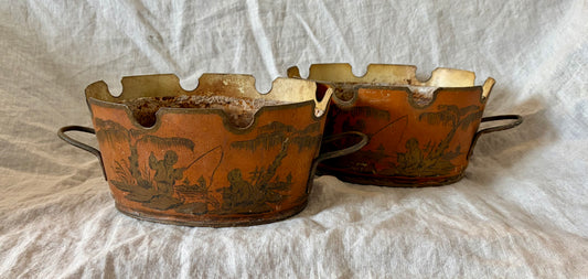 Pair of early 20th Century French Monteith Cachepots With Liners