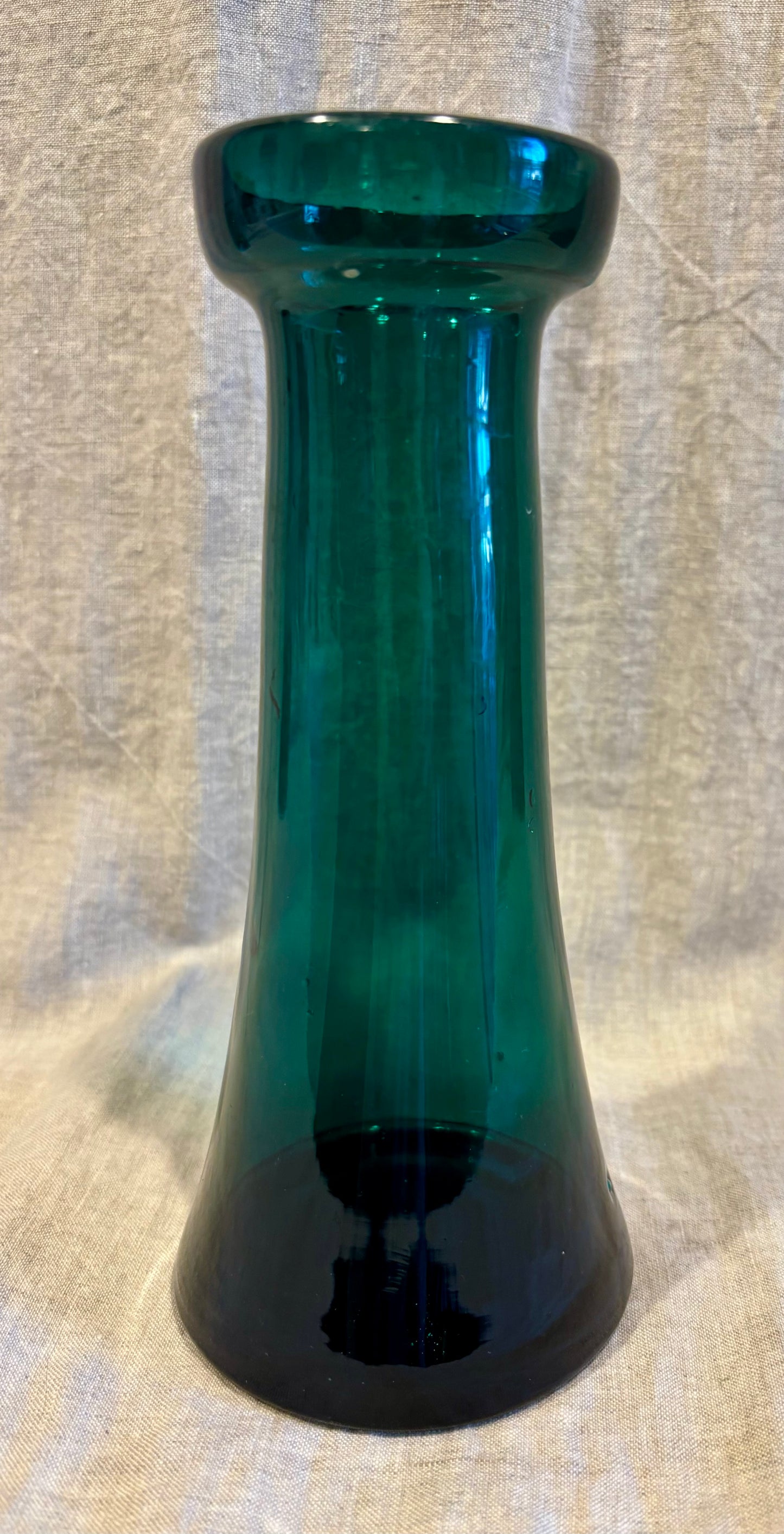 Early Hand Blown Green Hyacinth Forcing Glass With Pontil