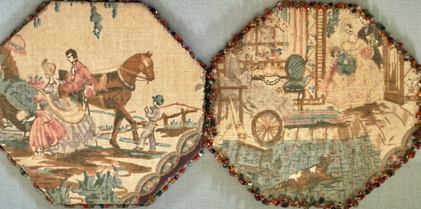 Victorian Silk Toile Needle Case in a Contemporary Shadow Box Frame