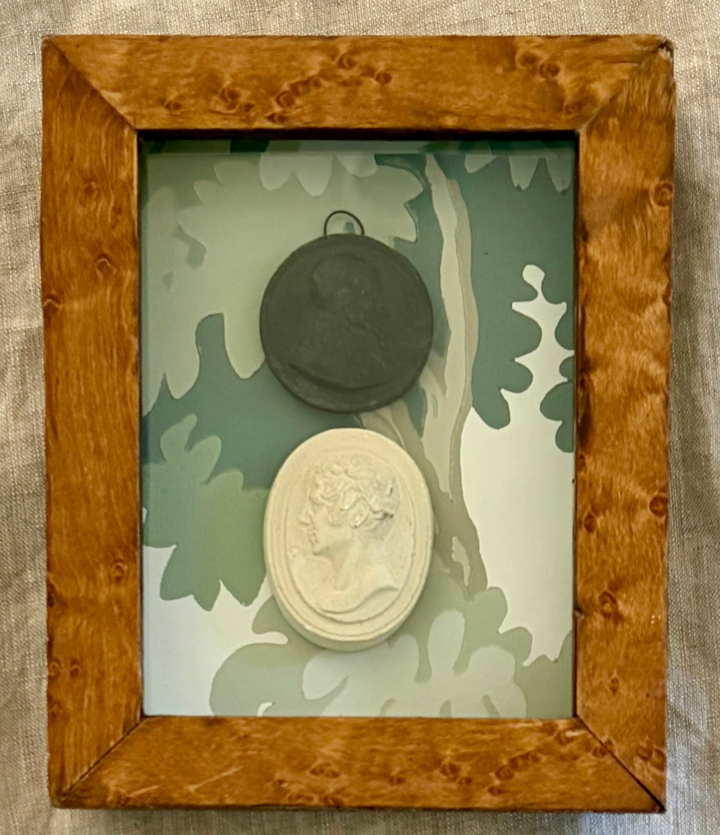 19th Century Intaglio and Plaster Plaque Mounted in a Shadowbox